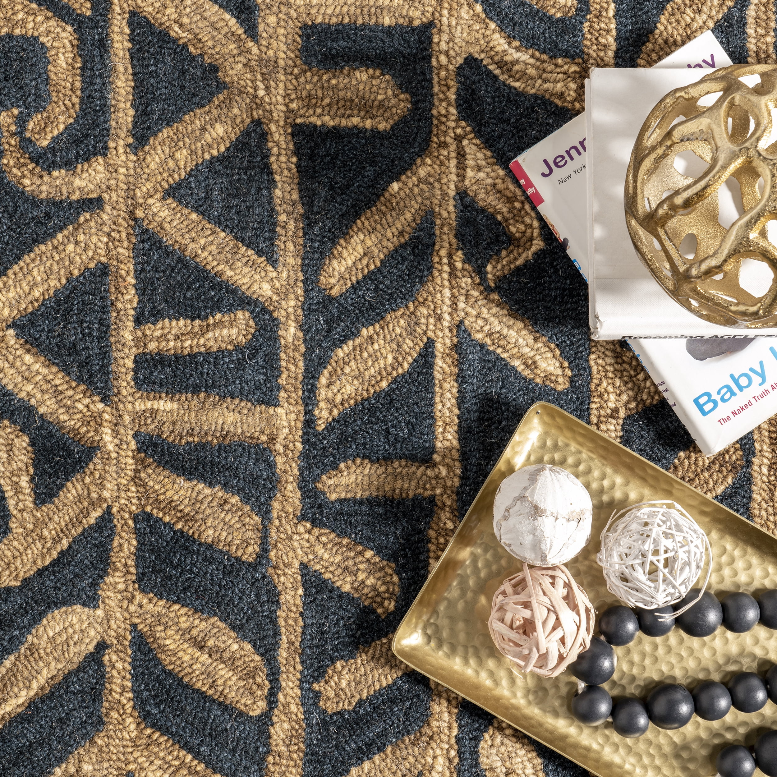 nuLOOM Véronique Transitional Vines Wool Area Rug, 8' x 10', Navy