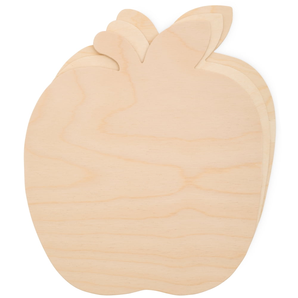 Large Wooden Apple Cutouts 8.5 x 9.5 Inch, Pack of 3 Unfinished Wooden ...
