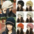thumbnail image 2 of Women's Fashion Braided Autumn Winter Warm Baggy Beanie Knit Crochet Ski Hat Cap-Khaki, 2 of 8