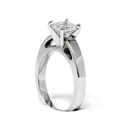 - G/SI 1 ct Princess Cut Diamond Solitaire Engagement Ring 14k White Gold