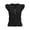 Black, variant on Women's V Neck Ruffle Short Sleeve Blouse Button Front Casual Loose Fit Solid Top with Plain Back for Daily Wear