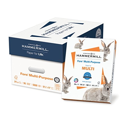 Hammermill Paper, Fore Multipurpose Paper, 8.5 x 11 Paper, Letter Size, 24lb Paper, 96 Bright, 10 Reams 5,000 Sheets (103283C) Acid Free Paper