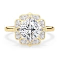 thumbnail image 2 of IGI Certified Lab Grown Diamond Engagement Ring | Center 9MM Cushion Cut Floral Halo Solitaire Wedding Rings For Women In 14k Solid Yellow Gold | F-G, VS-SI Quality (3.50 Ctw) Ring Size-7, 2 of 7
