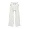thumbnail image 3 of MuXiKeJi Clothes Girls Straight Wide Leg Sweatpants Oversized Jogger Track Pants Elastic High Waisted,Casual,Comfy,Open Bottom,Active Dance Wear,with Pockets,Fall Winter,Back to School 11-12 Years, 3 of 5