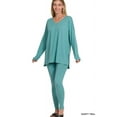 thumbnail image 2 of Zenana Women's Plus Size Soft Brushed Fabric V-Neck Long Sleeve Top & Leggings - 2 Pieces Set, 2 of 7