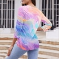 thumbnail image 4 of Womens' Fashion 3/4 Sleeve Plus Size Shirts Tops Spring And Summer Print Top Collar Button Sexy Shirt 3/4 Sleeve Long Sleeve V Neck Top/Shirt Gifts for Womens, 4 of 7