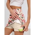 thumbnail image 3 of Chiclily Women's 2-in-1 High Waisted Tennis Skort with Pockets, Athletic Golf Skirt with Built-in Shorts, Creamy Vintage Blossom, Size S, 3 of 6