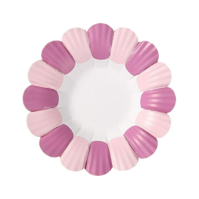 tredstone 50Pcs Disposable Cakes Paper Tray Petal Round Cake Boards Party Dessert Plates Cardboard Circle Bases Purple