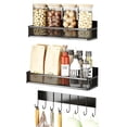 thumbnail image 3 of Estante magnético para especias, 3 piezas, para refrigerador, sin perforaciones, para montaje en pared, organizador de cocina, colgador de utensilios, estante con gancho, 3 of 6