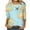 Light Blue, variant on Fesfesfes Workout Shirts for Women Loose Fit Womens Fashion 3/4 Sleeve Retro Round Neck Easter Printed Loose Tops Blouse Lace Short Sleeve Tops for Women XS(US:2)