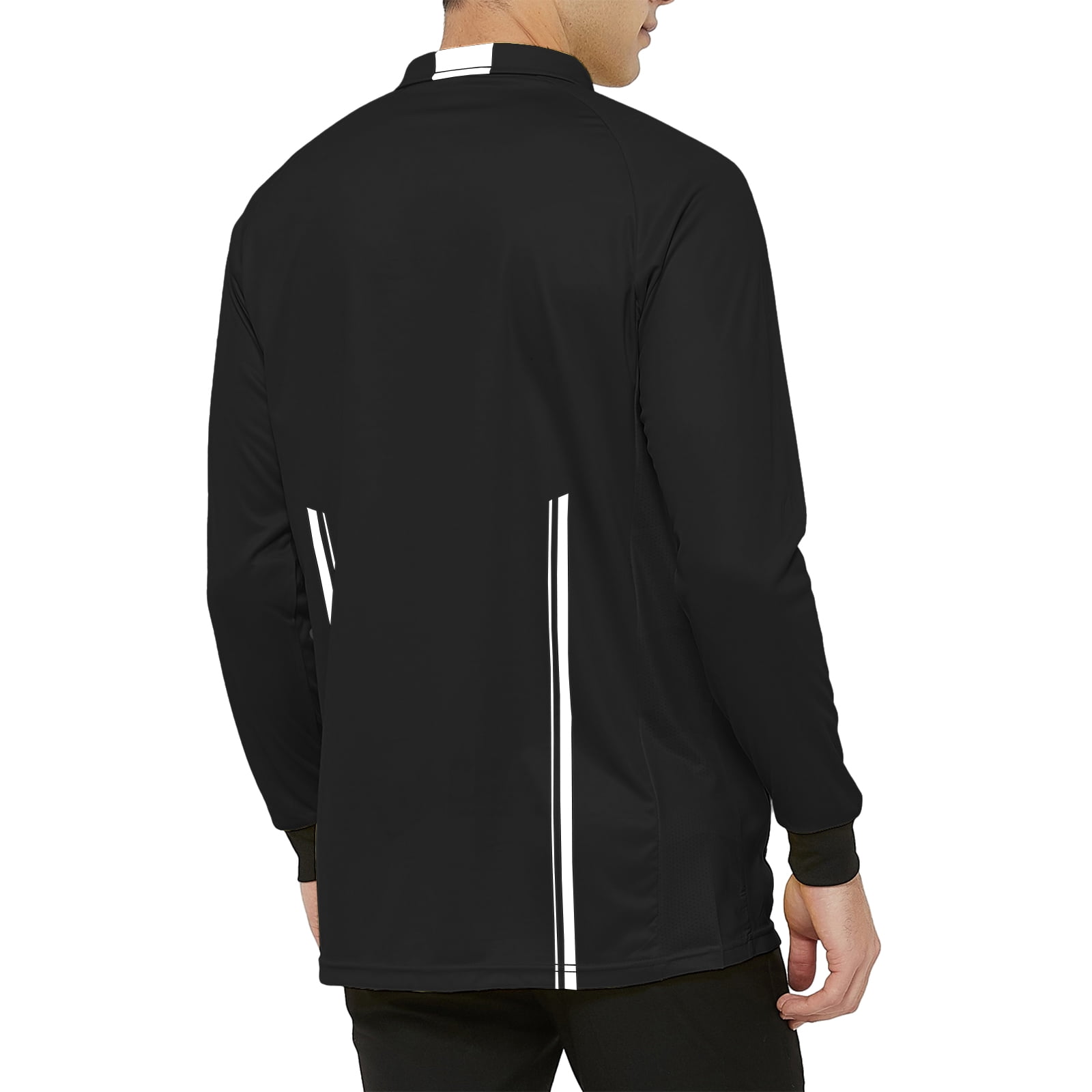 TOPTIE Men's Official Soccer Long Sleeve Referee Jersey USSF Pro Uniform-Black-S