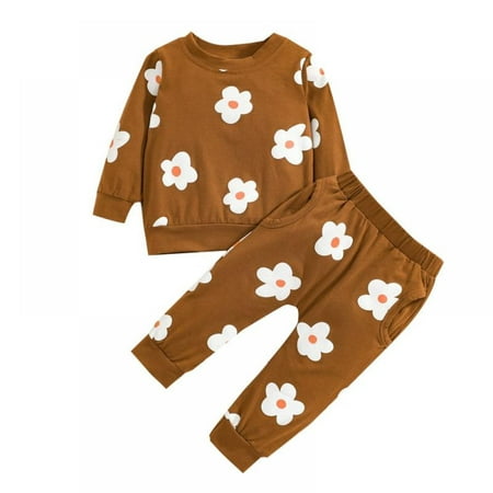 

BULLPIANO Winter Infant Newborn Baby Girl Boy Clothes Long Sleeve Floral Sweatshirt Top Pant Toddler Baby Girl Outfit