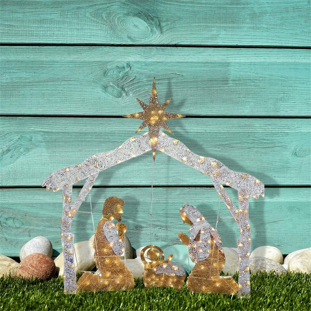 Outdoor Nativity Scene Christmas 5.5FT Lighted Nativity Scene – Outdoor ...