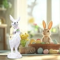 thumbnail image 4 of Artificial Flocked Bunny Standing Sculpture Easter Garden Decoration Holiday Tabletop Home Decor Green Resin Rabbit Ornament(Yellow), 4 of 6