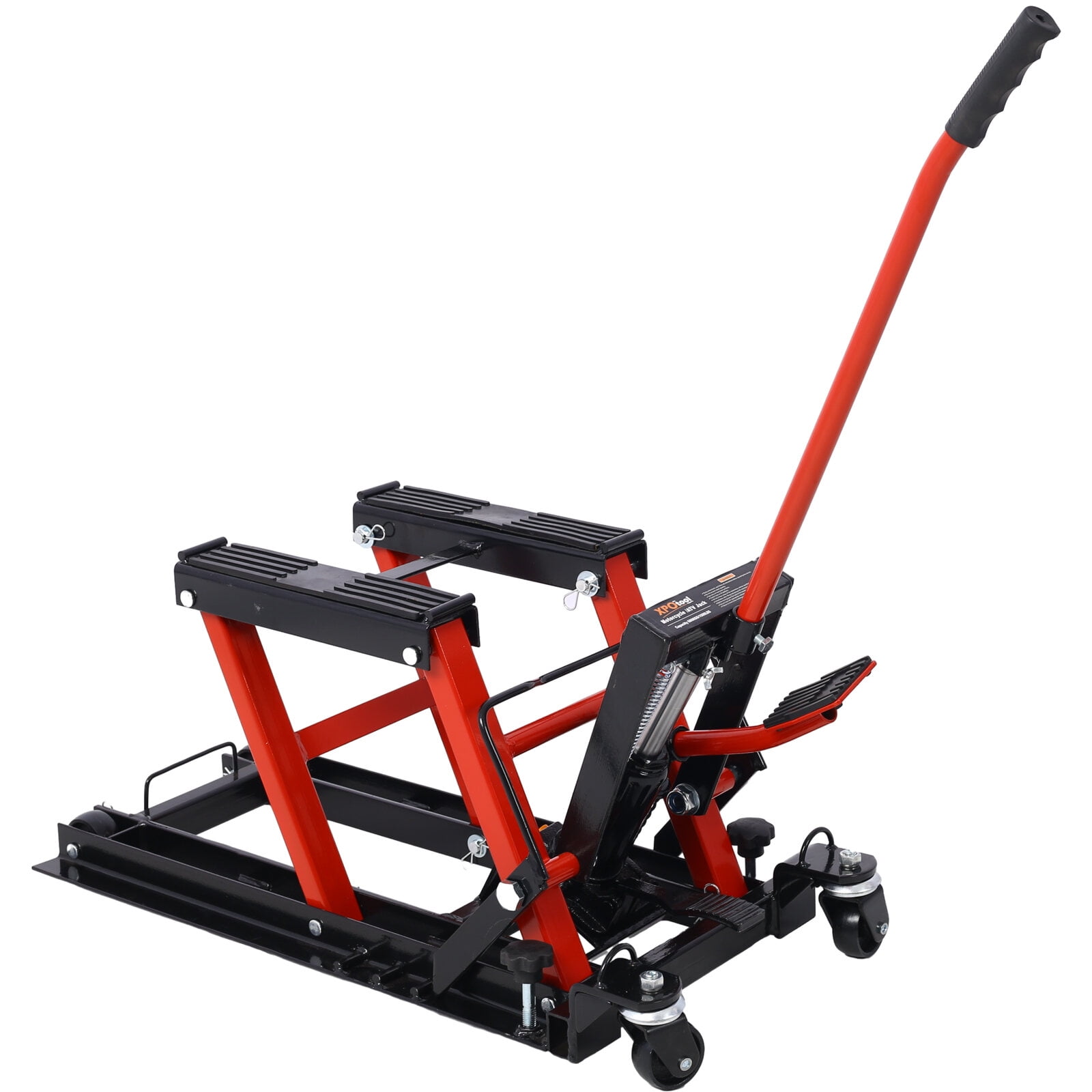 , Hydraulic Motorcycle Lift Jack, 1500 LBS Capacity ATV Scissor Lift Jack, Portable Motorcycle Lift Table with 4 Wheels, Hydraulic Foot-Operated Hoist Stand for Motorcycle ATV UTV Powersports,