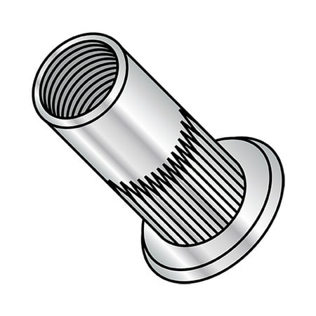 

3/8-16-.312 Flat Head Ribbed Threaded Insert Rivet Nut Aluminum Cleaned and Polished (Pack Qty 1 000) BC-XA-37312S