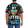 thumbnail image 3 of Honeii I Love My Autism for Men's Short-Sleeved Button-Up Collared Shirt Featuring A Pocket, Perfect for Beach Vacations, And Travel Adventures.-XX-Large, 3 of 5