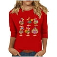 thumbnail image 2 of Inverlee Womens Thanksgiving Shirts Plus Size Turkey Pumpkin Print Tees Comfy 3/4 Sleeve Cotton T-shirts Crewneck Dressy Casual Blouse Tops, 2 of 4