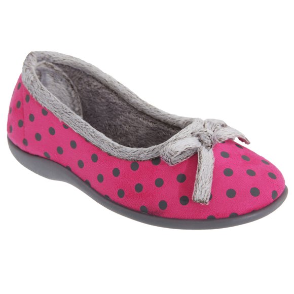 Sleepers Womens Louise Polka Dot Bow Slippers