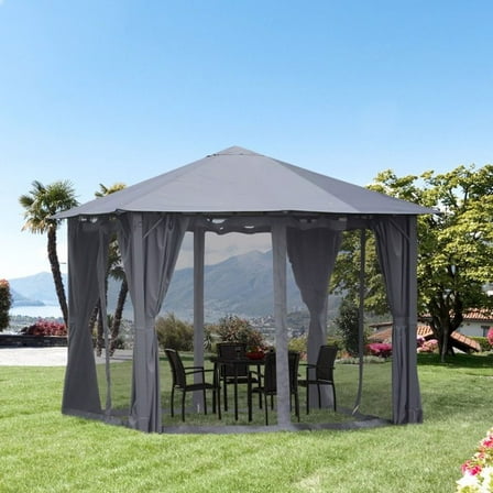 Fithood 10ft x 10ft Patio Gazebo-Black-AS