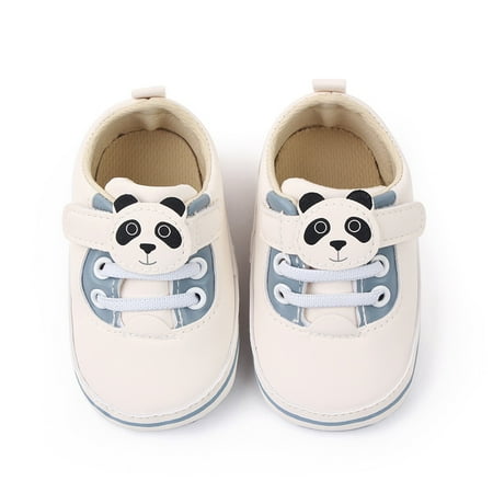 

kpoplk Toddler Walking Shoes Toddler Shoes Soft Sole Cartoon Panda Lace Up Casual Shoes Princess Toddler Slippers Boys(Blue)