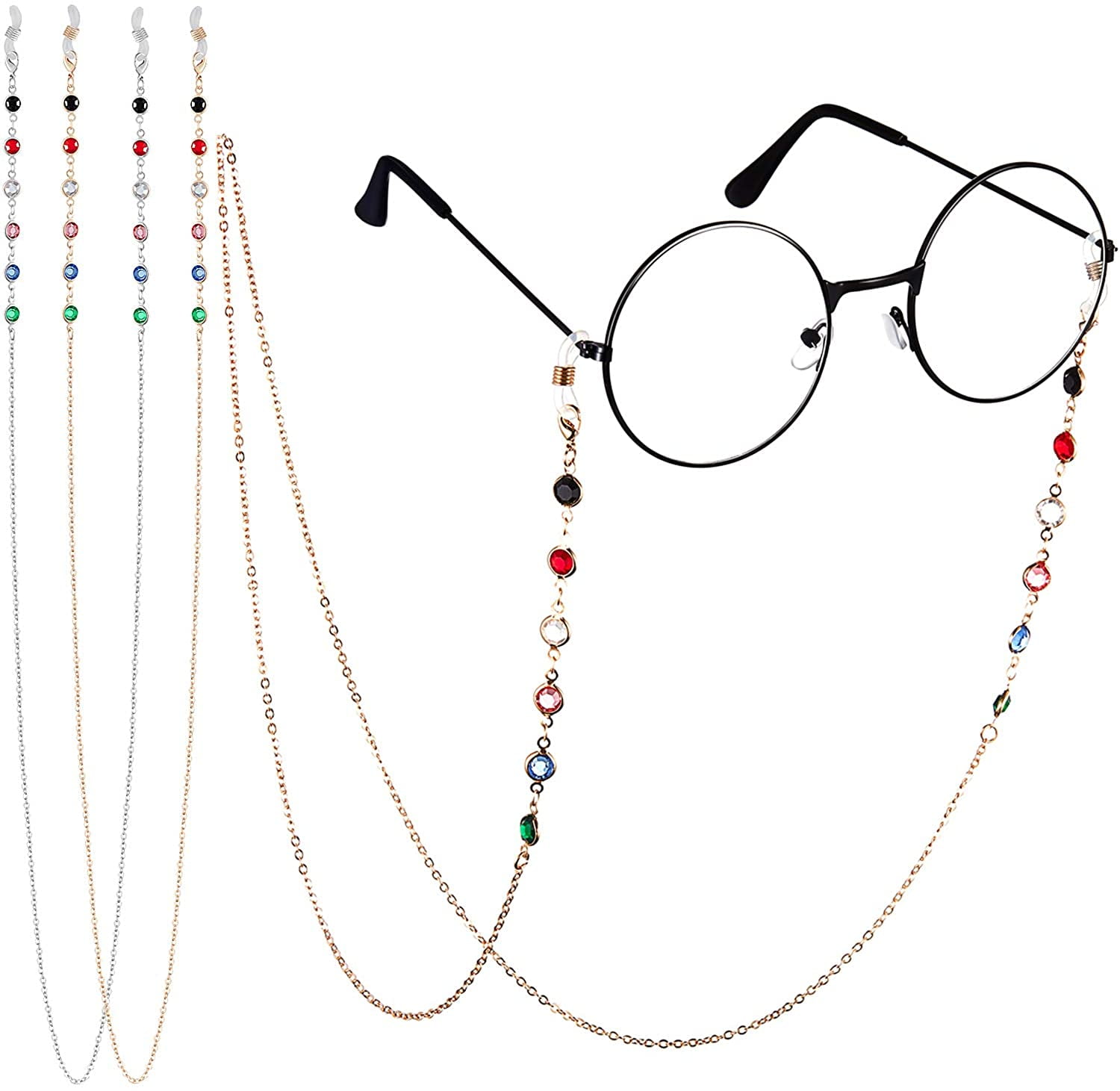 6 Pieces Beaded Eyeglass Chains Eyeglasses Strap Holder Beaded Eyewear Retainer Sunglasses Strap Reading Glasses Cords Lanyards for Women 