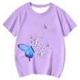 thumbnail image 4 of XAOFW Girl's T-Shirts Short Sleeve Crewneck Butterfly Printed Kids Cute Graphic T Shirts Daily Wear Relaxed Fit Tee Shirts Home Lounging Soft Breathable Infant Tops, 4 of 4