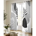 thumbnail image 5 of Grey Boho Geometric Sheer Curtains 84 Inch Length 2 Panels Set for Living Room/Bedroom, Vintage Ethnic Abstract Lines Leaves Kitchen Curtains Grommet Semi-Sheer Curtains Window Treatments 52"x84"x2, 5 of 7