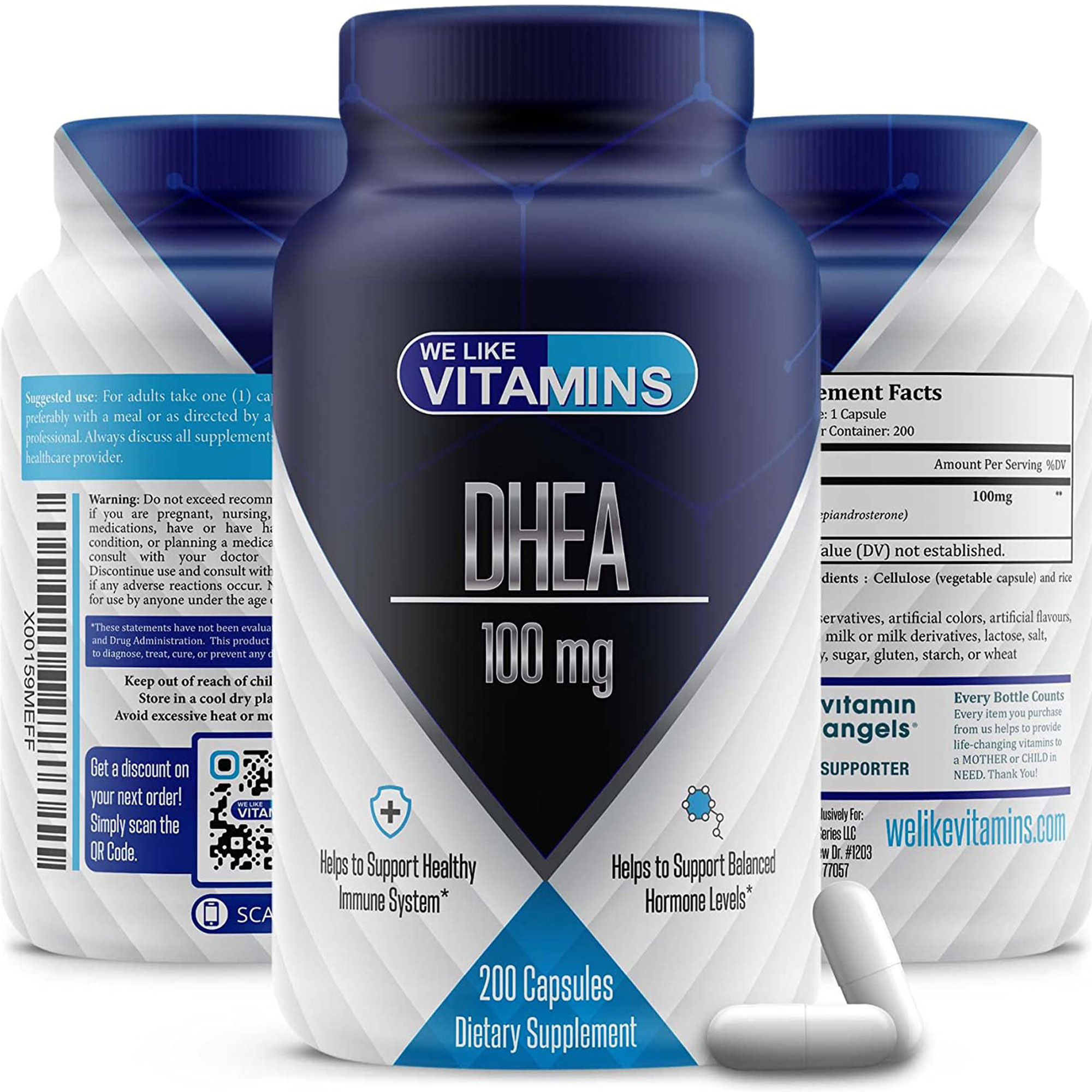 We Like Vitamins DHEA 100mg Hormone Balance Supplement for Women Men