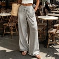 thumbnail image 2 of Women's Soft Fabric Elastic Waist Solid Color Casual Pants, Tummy Control Pull On Wide Leg Trouser for Summer, Comfortable Daily Wear, Travel, Work, & Weekend Errands, Relaxed, 2 of 8