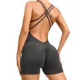 thumbnail image 2 of Monos de una pieza sin espalda para mujer, monos deportivos cortos y sexys para gimnasio, ropa deportiva para mujer, 2 of 5