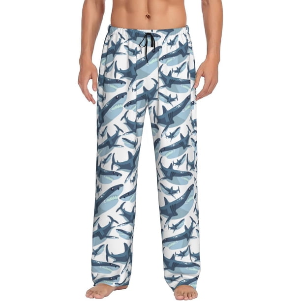 Balery Cute Shark Pantalones de pijama para hombre, pijama ultraligero, pantalón de descanso-XX-Large