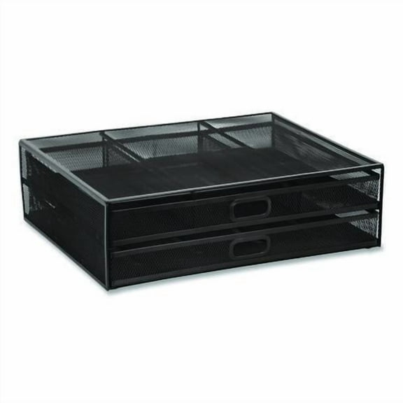 Metal Mesh Monitor Stand with Storage Drawers, For Up to 32" Monitors, 15.8" x 11.8" x 4.7", Black, | Bundle of 2