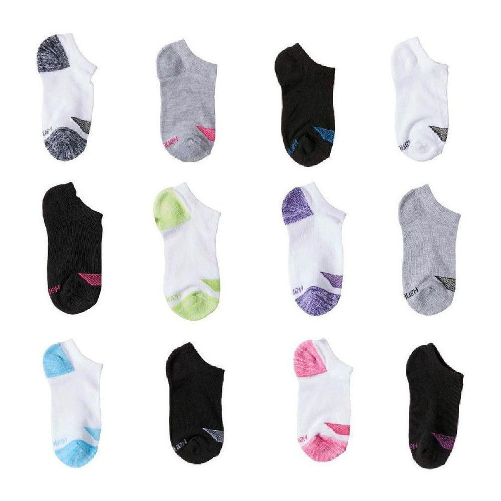 Hanes Hanes Girls No Show Socks 12Pack, Sizes SL