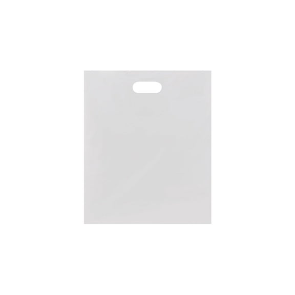 SSWBasics Large Low Density White Merchandise Bags with Handles  Plastic Bag with Handle  Plastic Retail Bags - 15”W x 4”D x 18”H  Case of 500