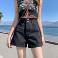 thumbnail image 4 of Pantalones cortos de mezclilla para mujer, novedad de verano 2022, cintura alta, piernas anchas finas, pantalones holgados de talla grande, pantalones calientes modernos ins de verano, 4 of 5