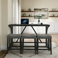 thumbnail image 3 of Industrial Bar Table Set with Power Outlet 4-Piece, 36 inch High Top Table with 3 Stools, Breakfast Nook Set for Kitchen Living Room Game Room, Grey and Black, 3 of 10