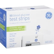 GENERAL ELECTRIC GE GE100 Blood Glucose Test Strips, 50 Count