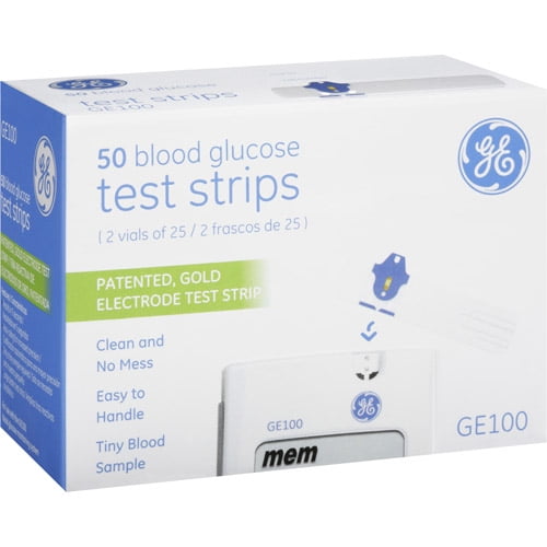 GE GE100 Blood Glucose Test Strips, 50 count