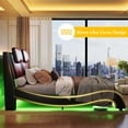 thumbnail image 6 of VanAcc Queen Floating Bed Frame With LED Lights, Modern Faux Leather Upholstered Platform Bed, Red, 6 of 8
