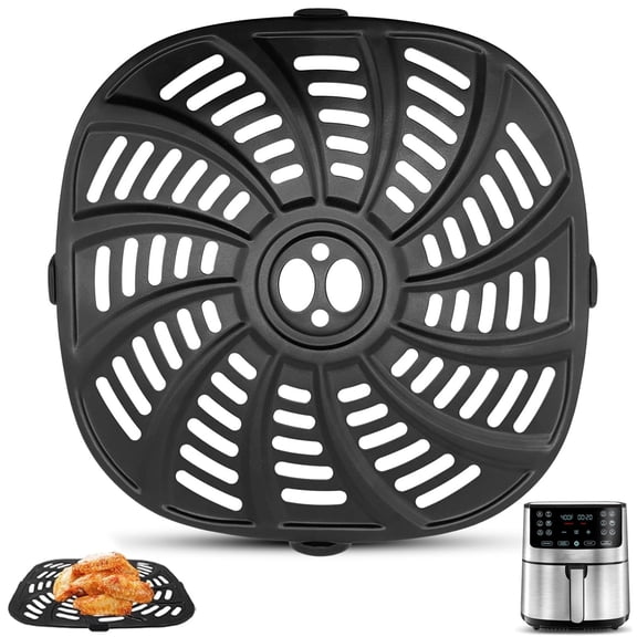 Air Fryer Replacement Tray for Gourmia GAF798 GAF716 7QT Air Fryer, Food Grade Nonstick 8.97''*8.97'' Air Fryer Replacement Parts Rack Tray Grill Pan Grill Plate Crisper Plate, Dishwasher Safe