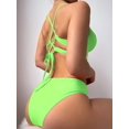 thumbnail image 2 of Bikini brasileño con realce de neón para mujer, traje de baño con Tanga de cintura alta, traje de baño de corte alto, Monokini con cuello Halter para mujer, 2 of 5