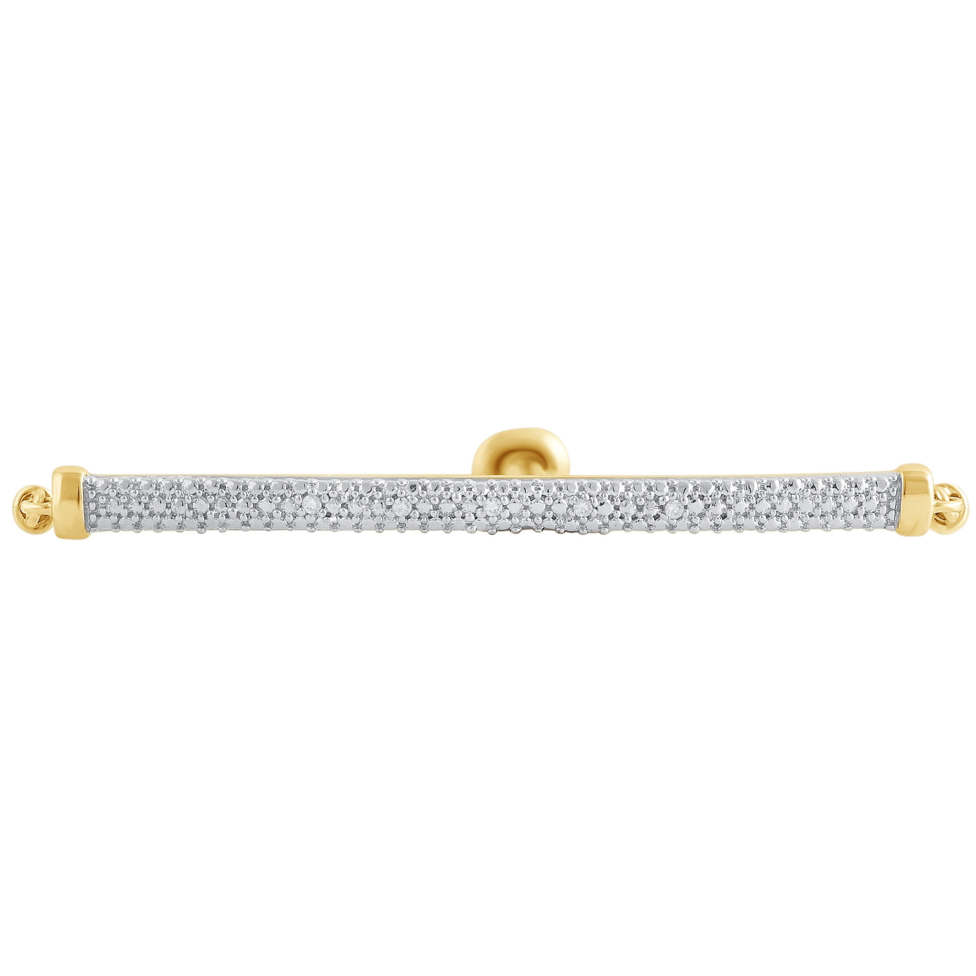 Arista Diamond Accent Adjustable Bolo Bar Bracelet in 14K Yellow Gold Tone over Brass, 8.5"