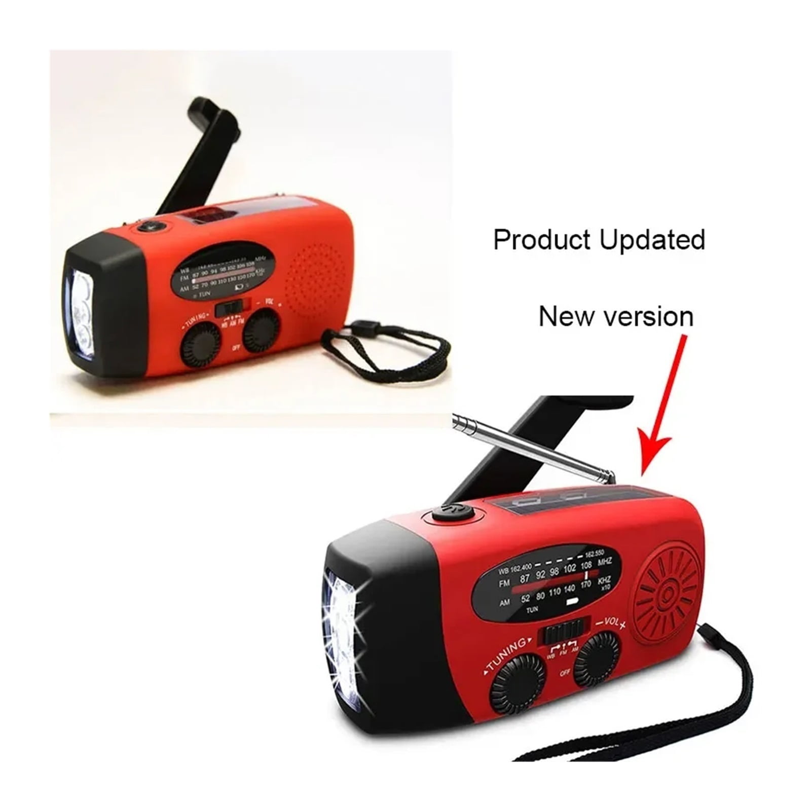 Charging Radio Flashlight Emergency Weather Radio Portable Hand Crank Radio USB Multifunctional Fm/am Radio Solar Hand Crank