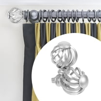 Soimiss 2Pack Finials for Curtain Poles Plastic Silver Classic Design