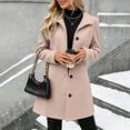 thumbnail image 3 of Yotami Wool Blend Coats for Women Winter Casual Single Breasted Coats with Pocket, Lapel Mid-Length Overcoats Plus Size Outerwear XL, 3 of 3