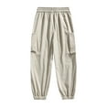 thumbnail image 7 of YLSDY Men's Cargo Pants Casual Tapered Joggers Stretch Elastic Waist Drawstring Big and Tall Sweatpants with Multi Pockets Beige XXXL, 7 of 7