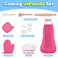 thumbnail image 4 of 11 Pcs Kids Aprons for Girls Boys, Kids Cooking and Baking Sets, Chef Hat Apron Pretend Play Set for Toddlers Age 3-8, Pink, 4 of 7