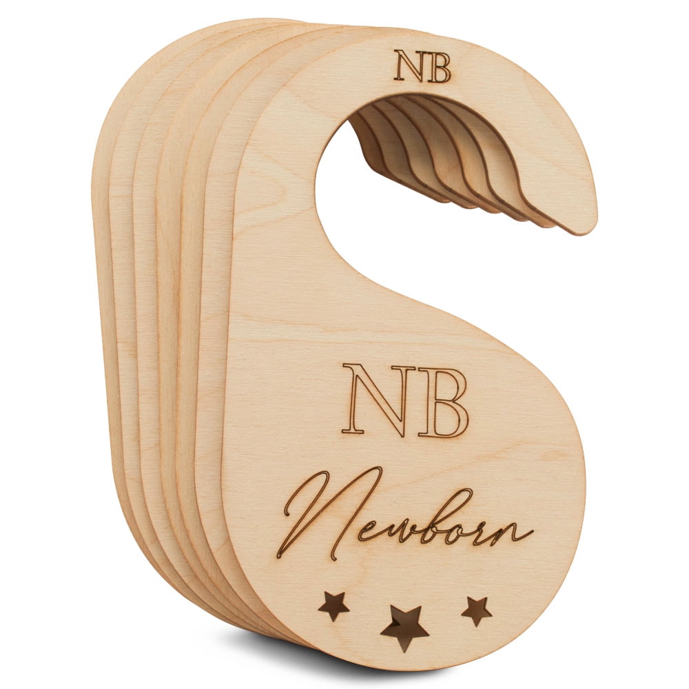 Newborn to Toddler Baby Closet Dividers 1 Set of 7 Hangers for 1-? inch Nursery Closet Rod, Baby Clothes Organizer, by Woodpeckers