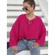 thumbnail image 5 of Blusa, Las mujeres Batwing manga blusa atada O cuello camisas sueltas Abanopi Rosa/Extragrande, 5 of 7